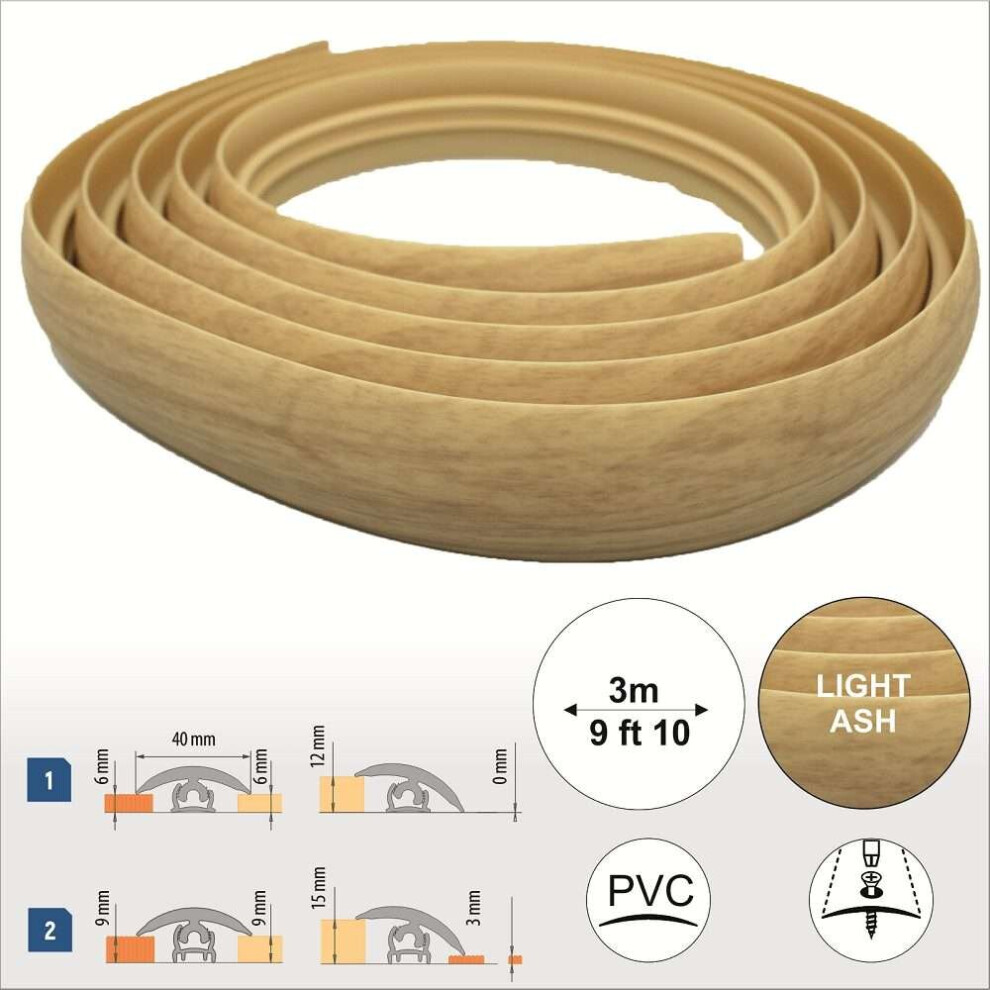 (Light Ash, 3.0m) UPVC Flexible Profile 40mm-image-OPC-P92PFK7-NEW