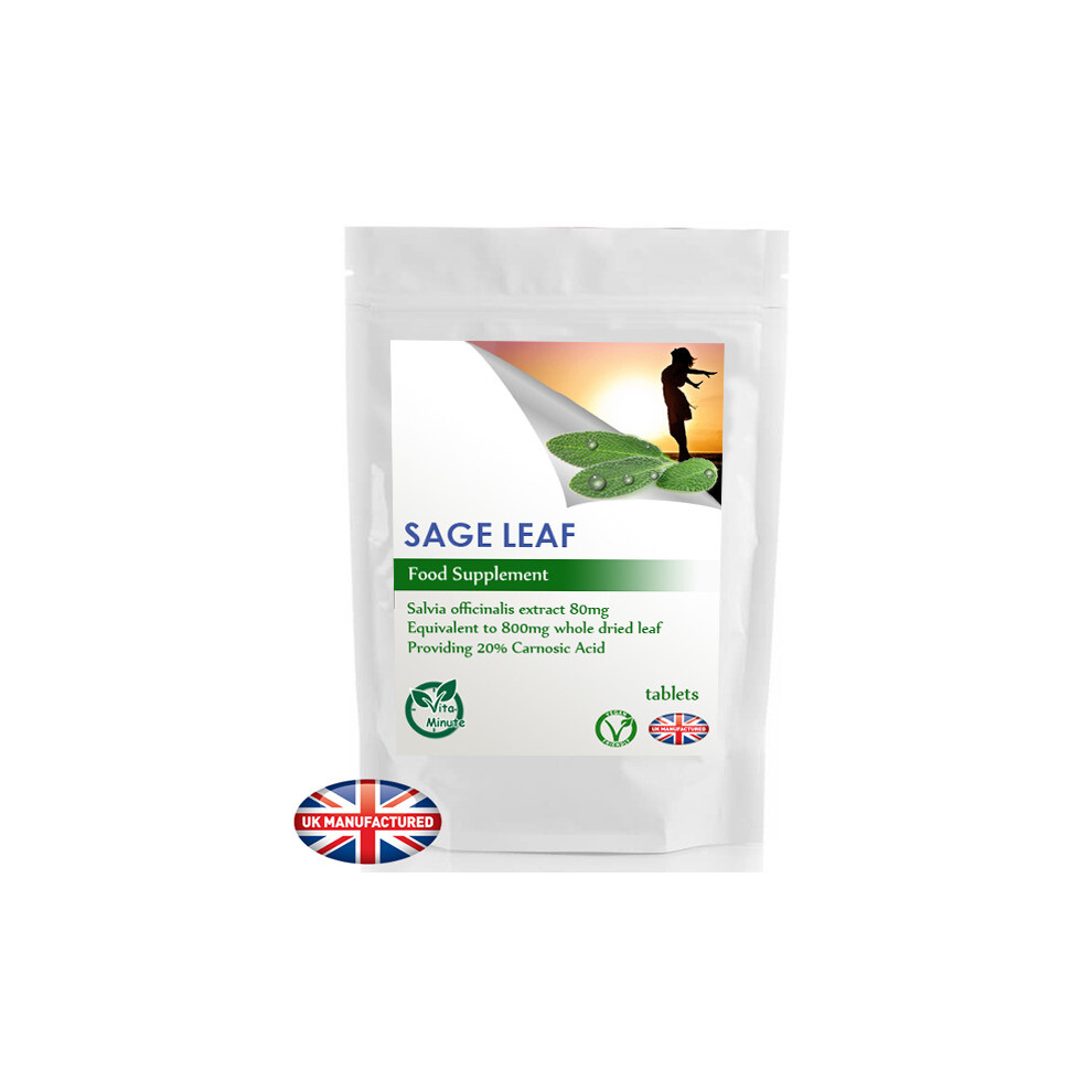 Strong Sage Leaf 800mg - 30 Tablets (V) Menopause Hormonal Balance, UK