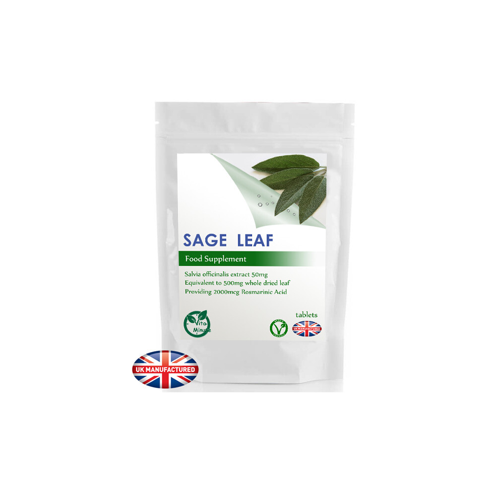 Vitaminute Sage Leaf 500Mg - 30 Tablets (V) Rosmarinic Acid, Free Uk Delivery