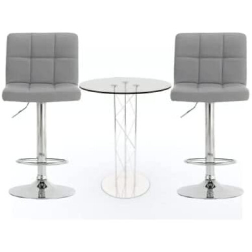 Evre (Without Arms, Grey) Evre Cuban Bar Stool Adjustable With 360 Swivel 2