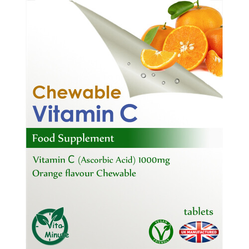 Vitamin C 1000mg (30 Tablets) Orange Flavour, Chewable, UK (V) 2