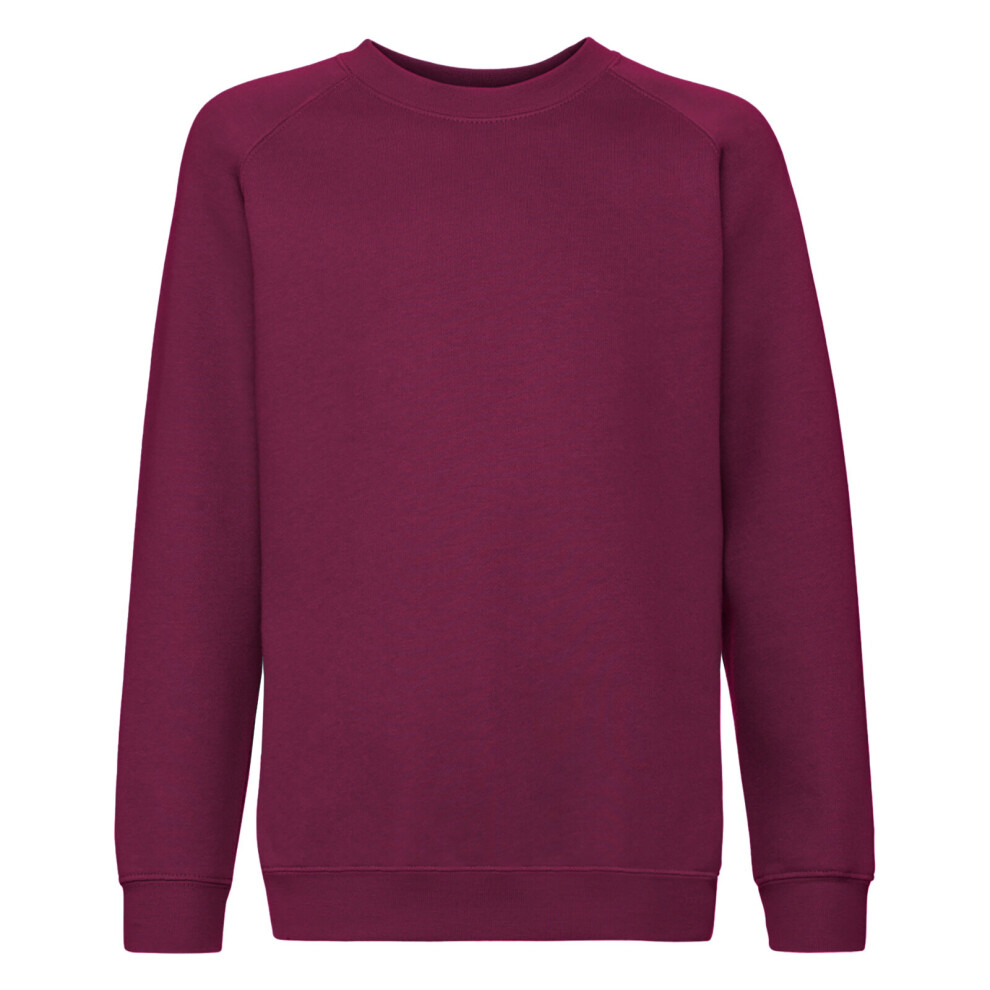 (5-6, Burgundy) Fruit Of The Loom Childrens/Kids Unisex Raglan Sleeve Sweatshirt