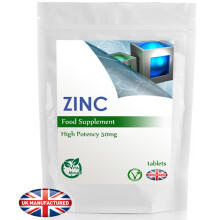 Zinc 50mg - 30 Tablets (V) Hair Skin Nails Immune Health Fertility, UK