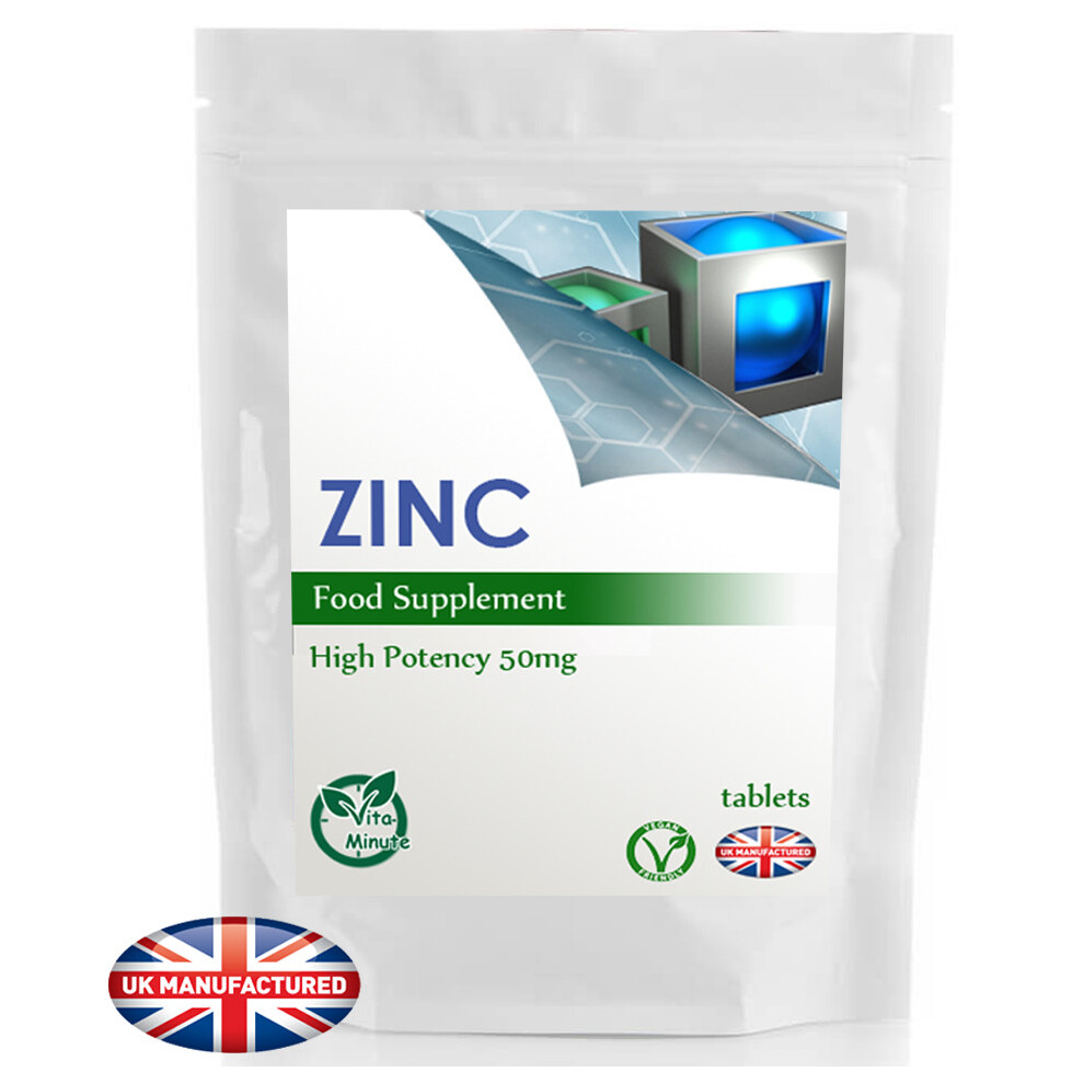 Zinc 50mg - 30 Tablets (V) Hair Skin Nails Immune Health Fertility, UK