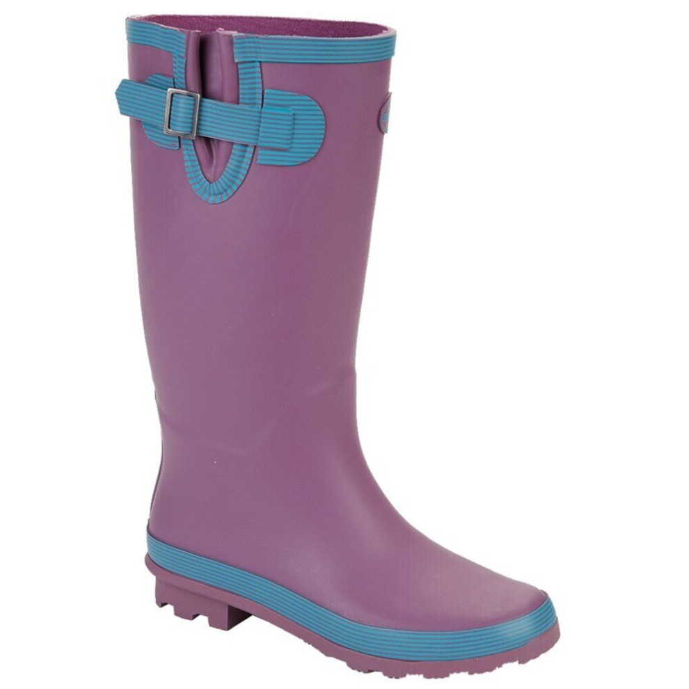 (6 UK, Lilac/Turquoise) StormWells Womens/Ladies Rubber Wide Leg Wellington Boots