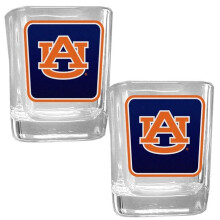 Siskiyou 2CSQP42 Unisex NCAA Auburn Tigers Square Glass Shot Glass Set - Set of 2