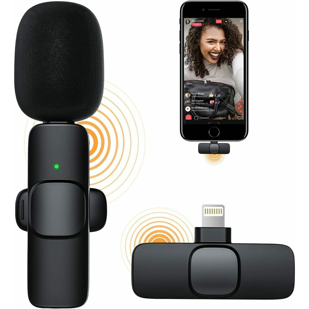 Wireless Lavalier Microphone Vlog Live Stream Mic For iPhone 13 12