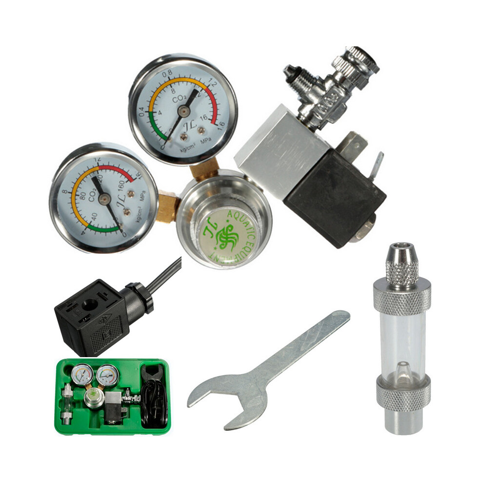 Co2 Regulator Magnetic Solenoid Two Gauge Bubble Counter Planted Aquarium