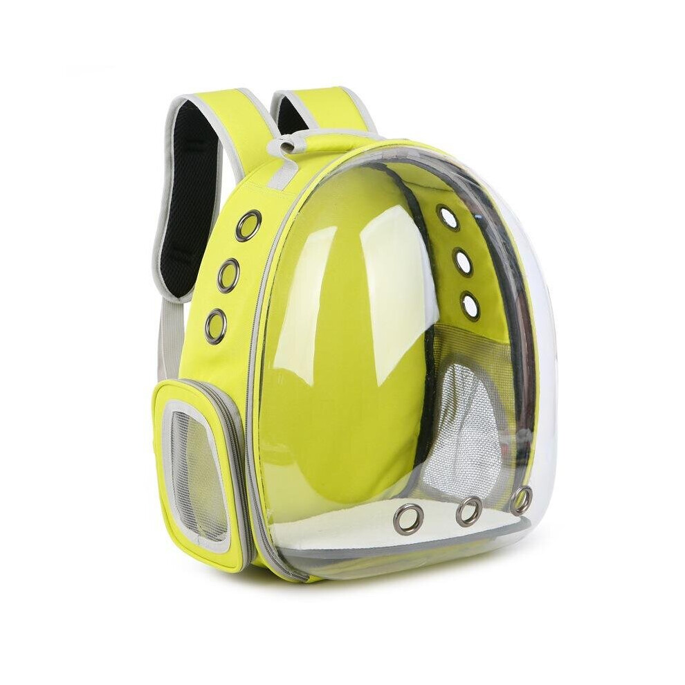 (Yellow) 5 Colors Breathable Transparent Pet Travel Backpack Dog Cat Carrier Shoulder Bag