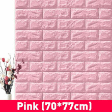 (Pink) 3D DIY Brick Pattern Wallpaper Waterproof Home Living Room Bed Kitchen