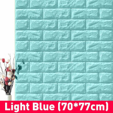 (Light Blue) 3D DIY Brick Pattern Wallpaper Waterproof Home Living Room Bed Kitchen