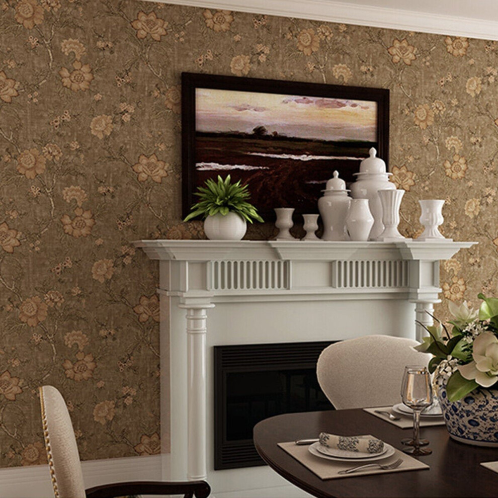(Brown) 10m*53cm Self-Adhesive Wall Tile Sticker Living Room Home Decor 2 Type Art Decoration
