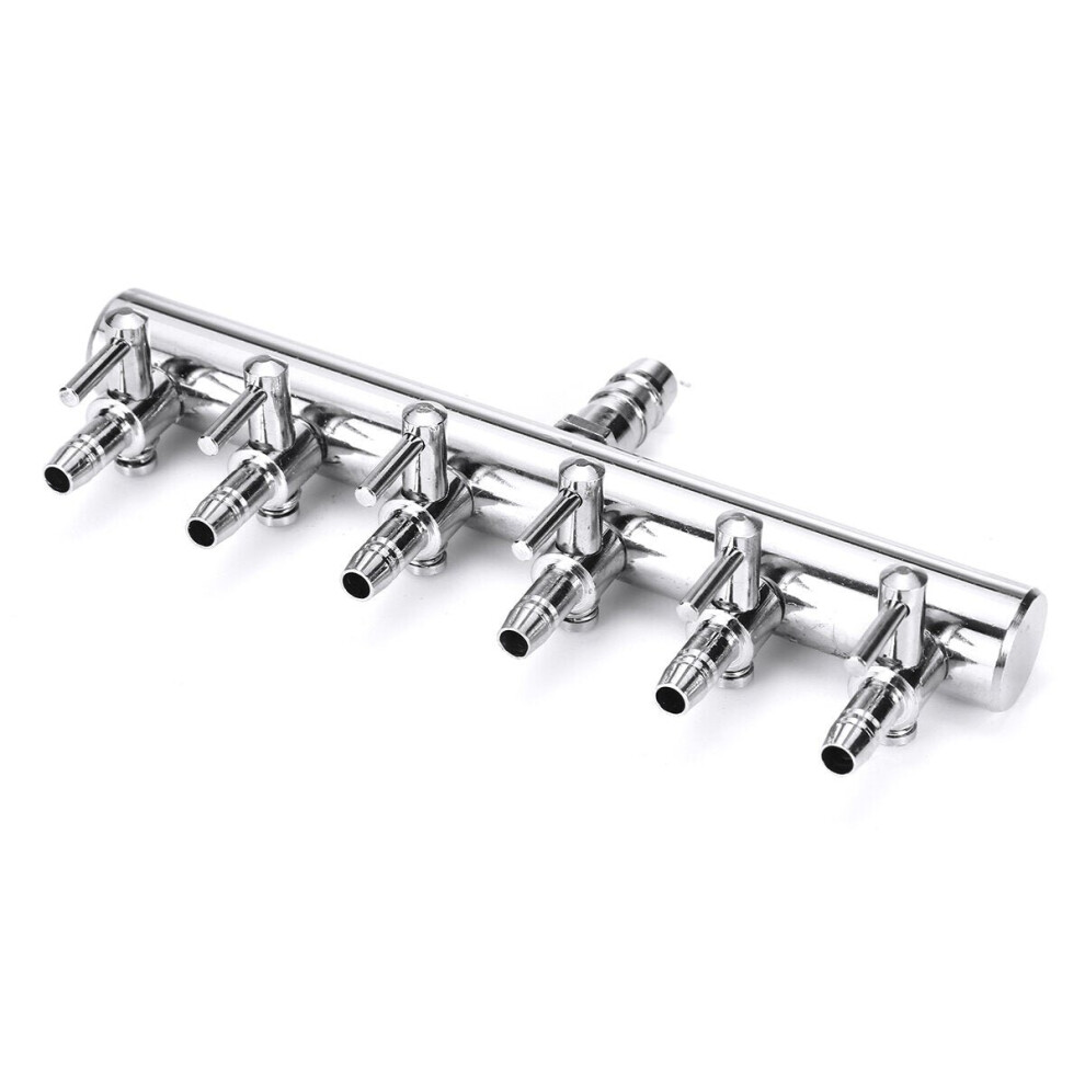 (6 ways) Oxygen Pump Valve Stainless Steel Lever Aquarium Air Flow Control Fish Tank