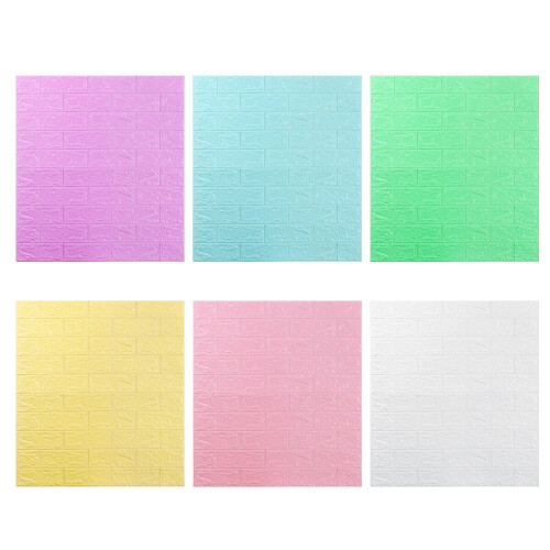 (Light Blue) 3D DIY Brick Pattern Wallpaper Waterproof Home Living Room Bed Kitchen 2