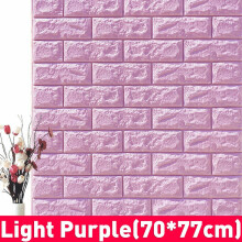 (Light Purple) 3D DIY Brick Pattern Wallpaper Waterproof Home Living Room Bed Kitchen