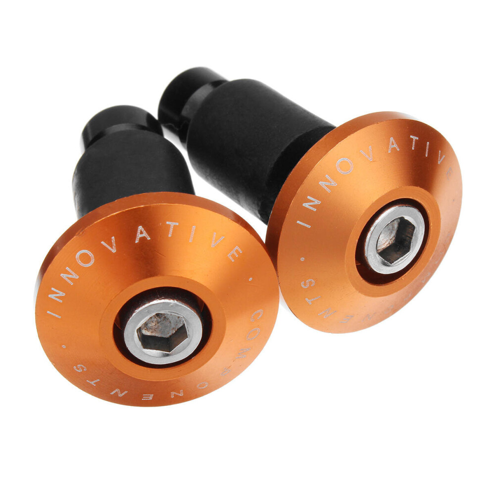 (Orange) 2Pcs 22mm CNC Parts Road MTB Handlebar Cap Hand Grips Bar End Plugs