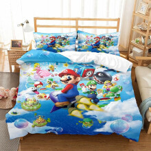 (15, Single-135x200cm) Super Mario Bedding Kids Single Double 3D Duvet Cover Set