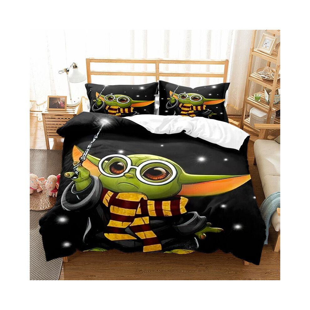 (13, King-240x220cm) Star Wars Yoda Bedding Kids Single Double 3D Duvet Cover Set