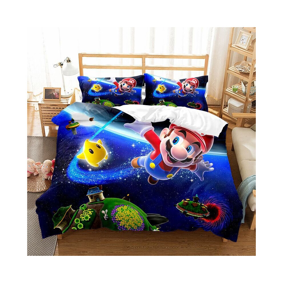 (11, Single-135x200cm) Super Mario Bedding Kids Single Double 3D Duvet Cover Set