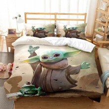 (4, Single-135x200cm) Star Wars Yoda Bedding Kids Single Double 3D Duvet Cover Set