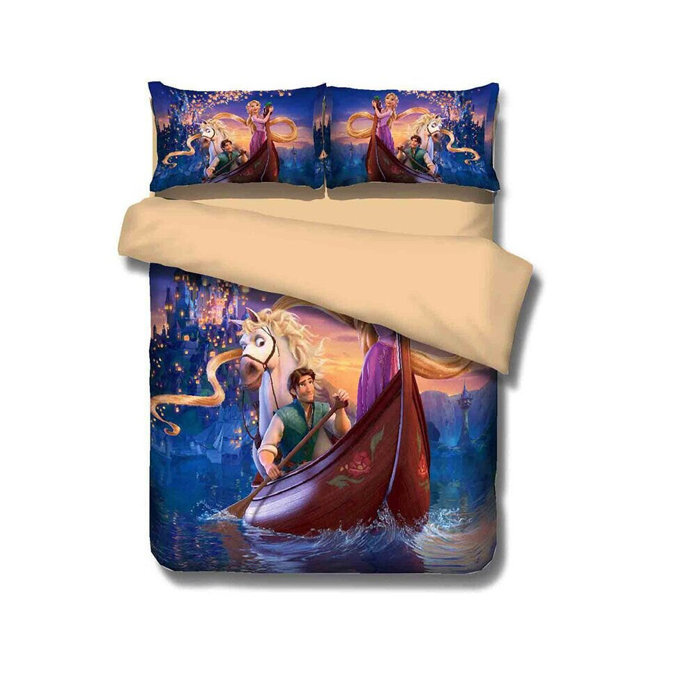 (Rapunzel, Single?3pcs?) Children Cartoons Cute Comfortable Single Bedding Quilt / Duvet Cover Set 3 Pcs