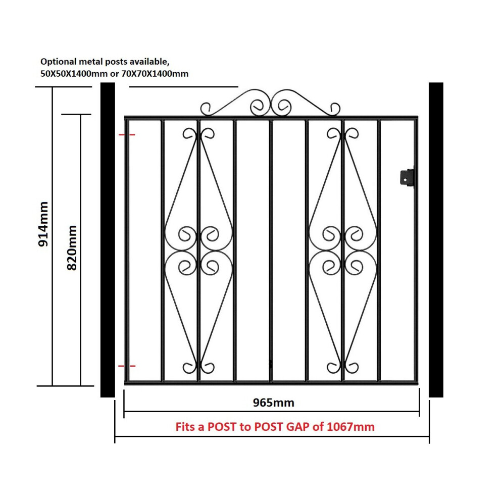 Stirling Scroll (1067Mm Gap X 914Mm High Galvanised) Garden Gates Galvanised Metal Iron