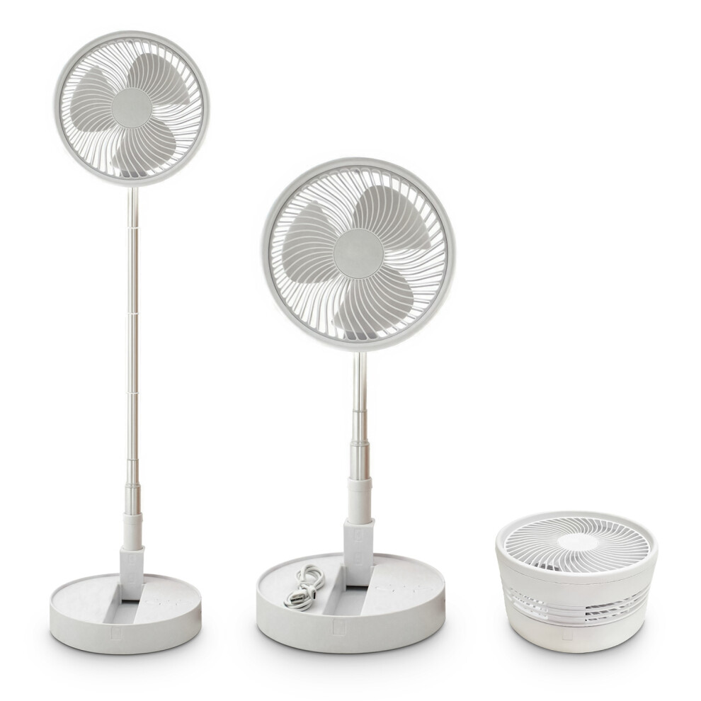 Denny Int Ltd (White) Cordless Fan Telescopic Folding Cooling Wireless Portable Rechargeable Fan White