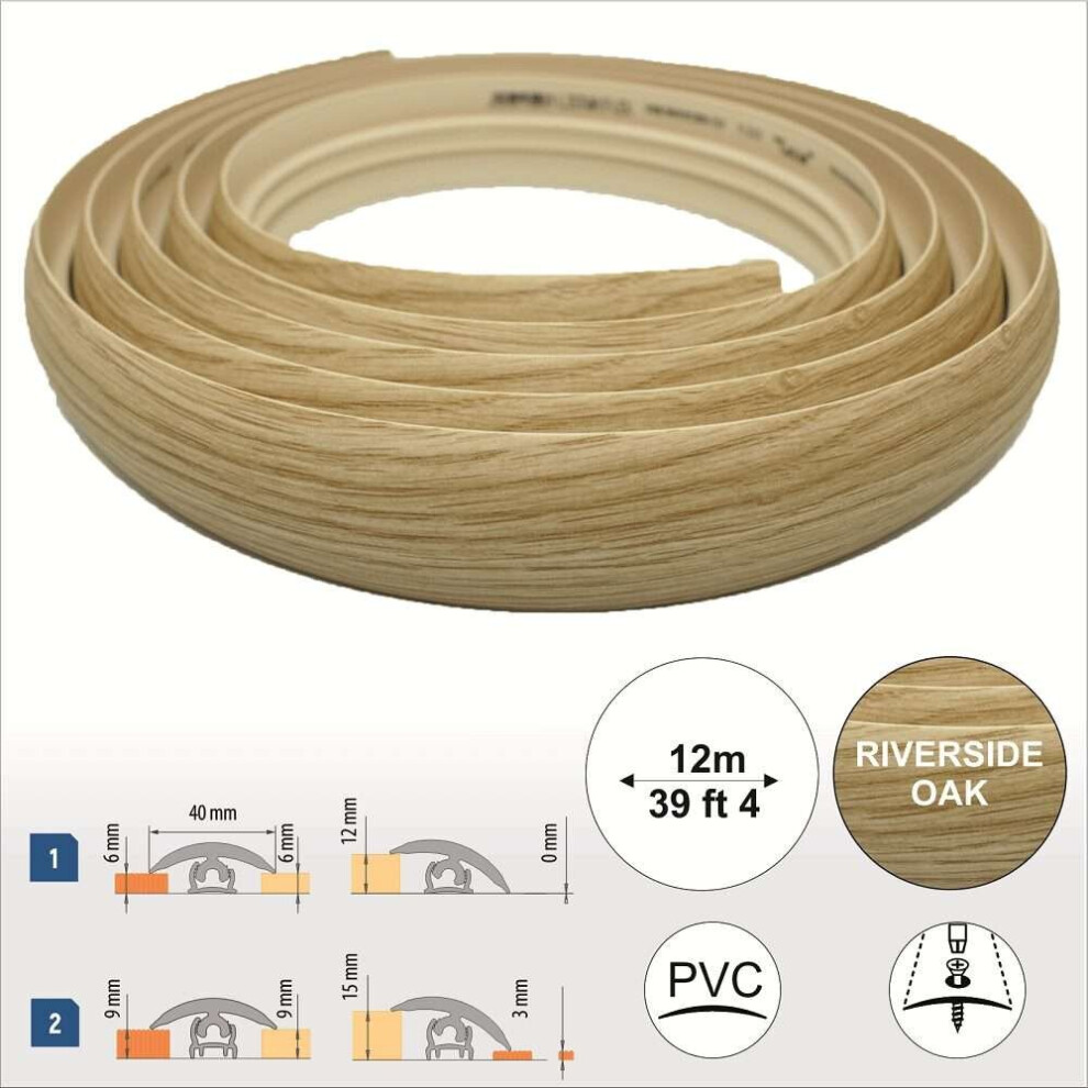 (Riverside Oak, 12.0m) UPVC Flexible Profile 40mm