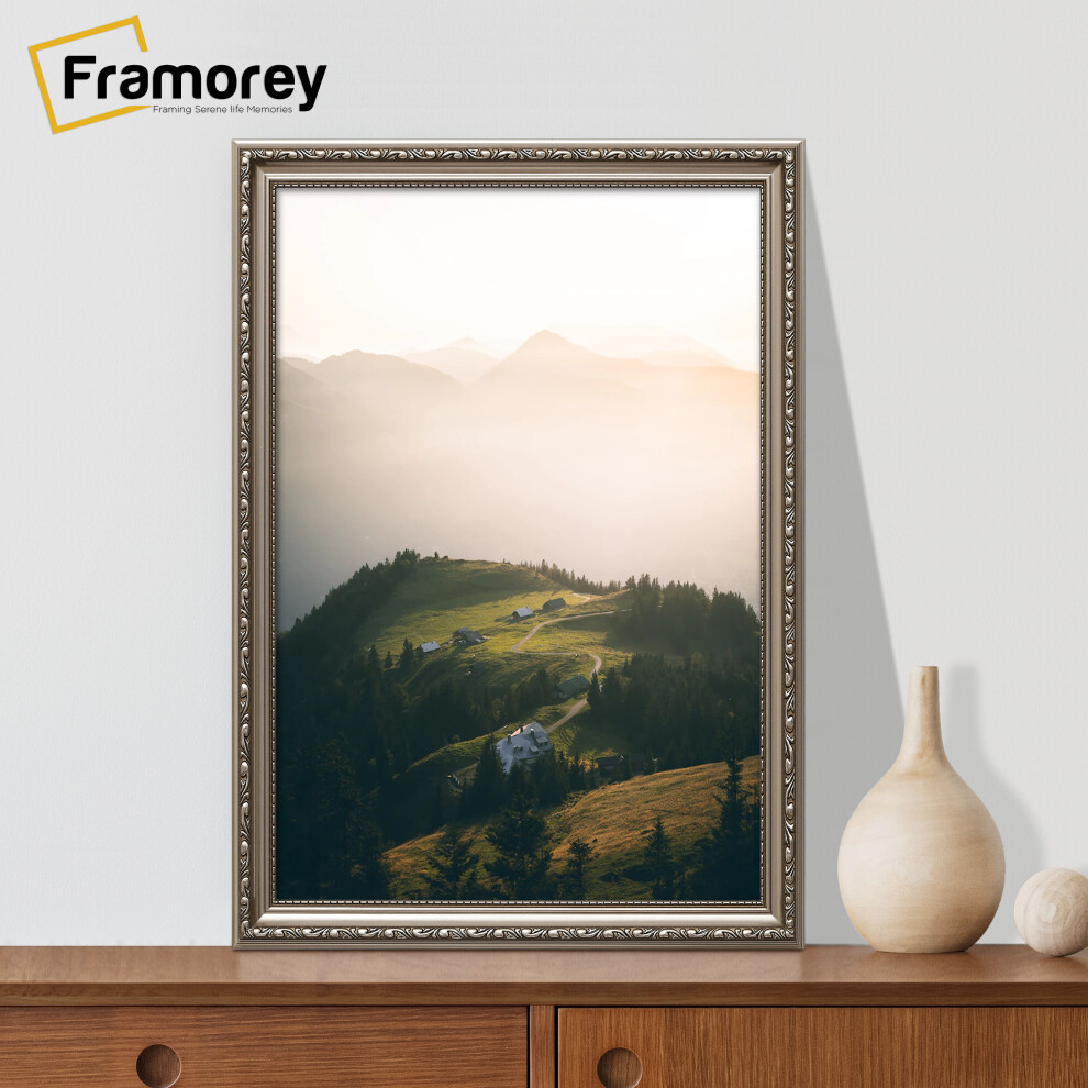 (33x23 Inch (DIN A1)) Gun Metal Shabby Chic Photo Frames Picture Frame Distressed Antique Style Poster Frame Photo Print Frame-image-OPC-P92KXBZ-NEW