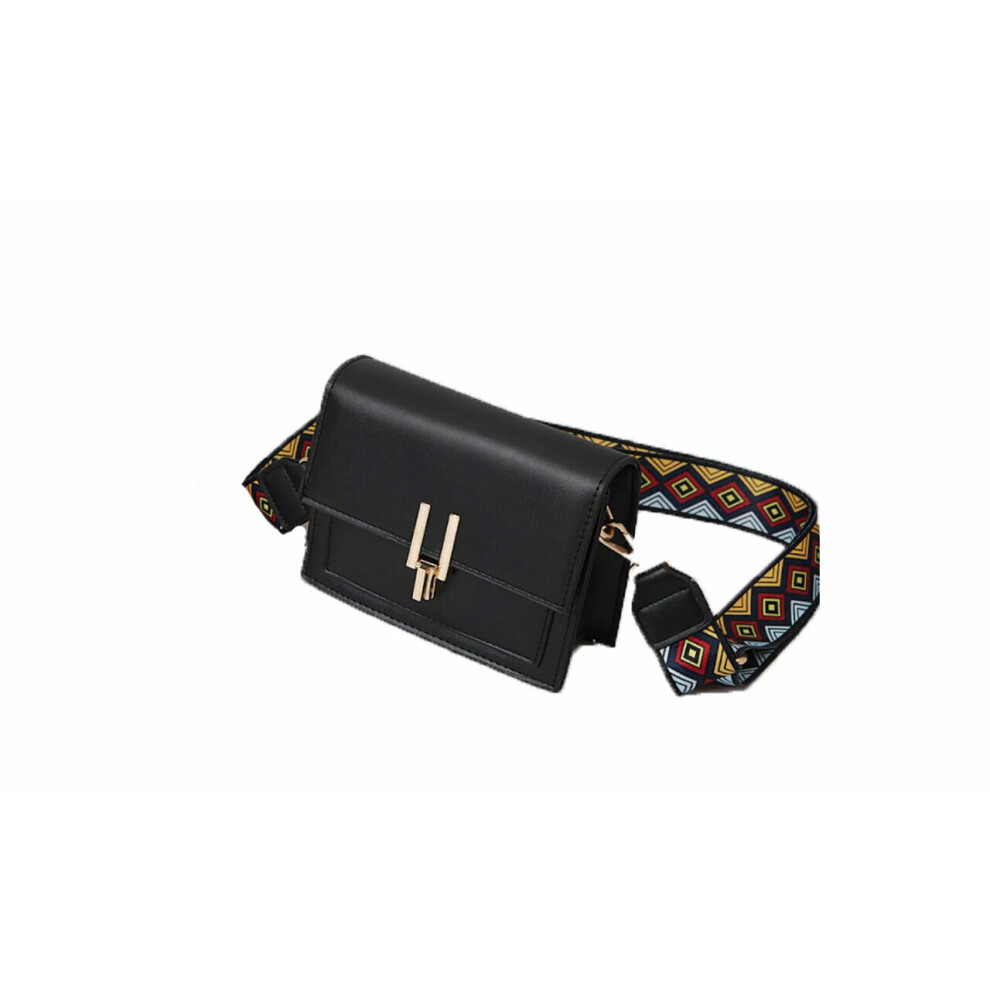 (Black) Wide Strap Shoulder Bag