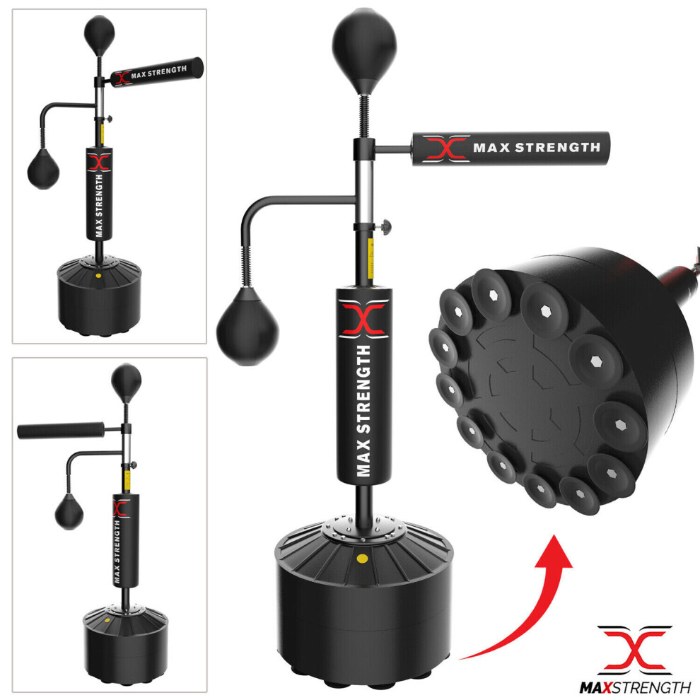 (3D Speedball) Freestanding Boxing Punching Bag Adjustable Spinning Bar with 2 Speed Balls MMA