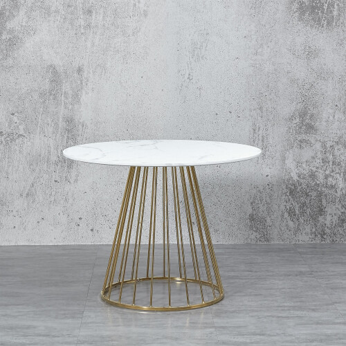 100cm Marble Dining Table With Golden Chrome Leg Special Offer 2
