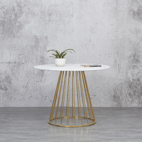 100cm Marble Dining Table With Golden Chrome Leg Special Offer 1
