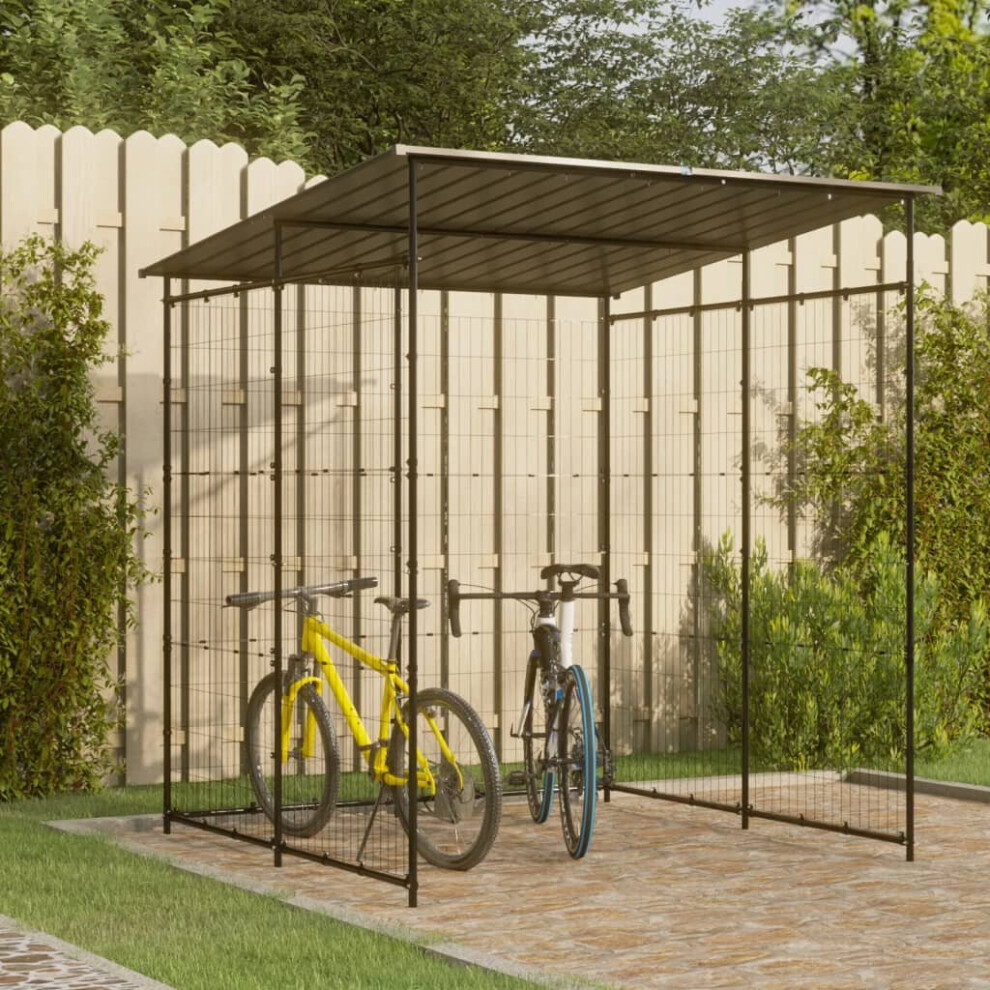 vidaXL Bicycle Shed Steel Black Outdoor Garden Bicycle Shelter Storage Shed
