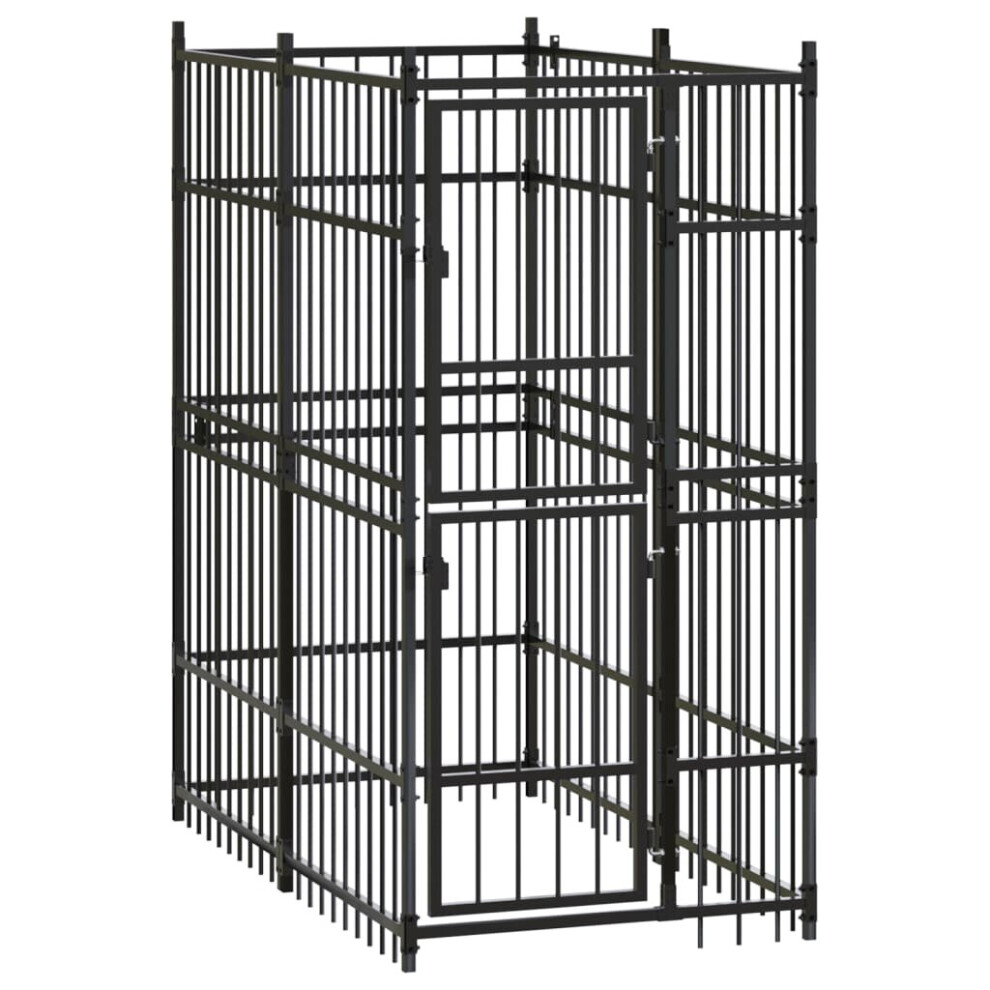 Vidaxl Outdoor Dog Kennel Steel 1.84 M? Puppy Enclosure Dog Supply Cage House