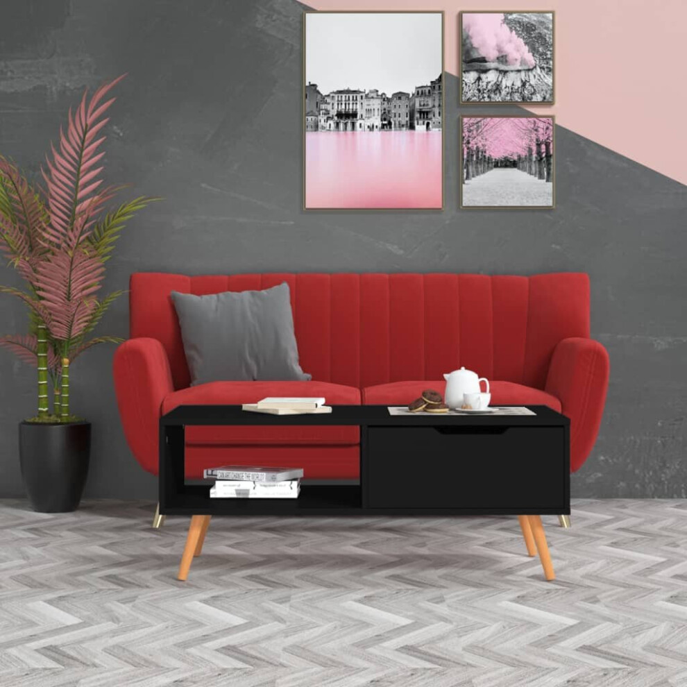 vidaXL Coffee Table Black Engineered Wood Living Room Tea Accent Sofa Table