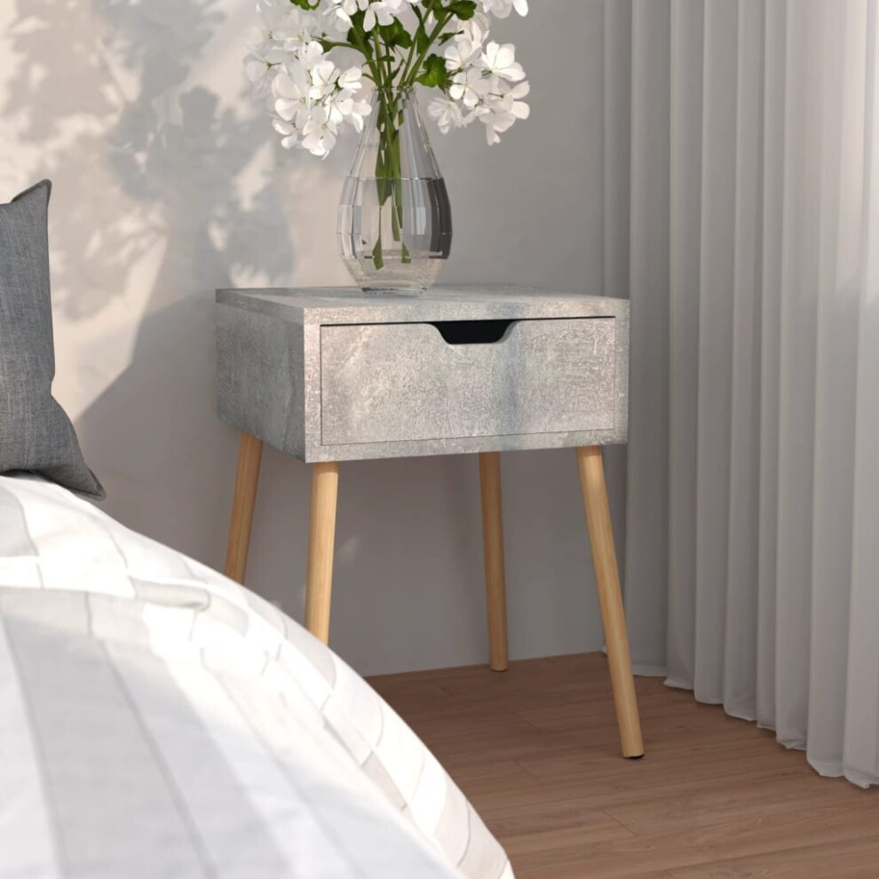 vidaXL Bedside Cabinet Concrete Grey Chipboard Nightstand Bed Drawer Cabinet