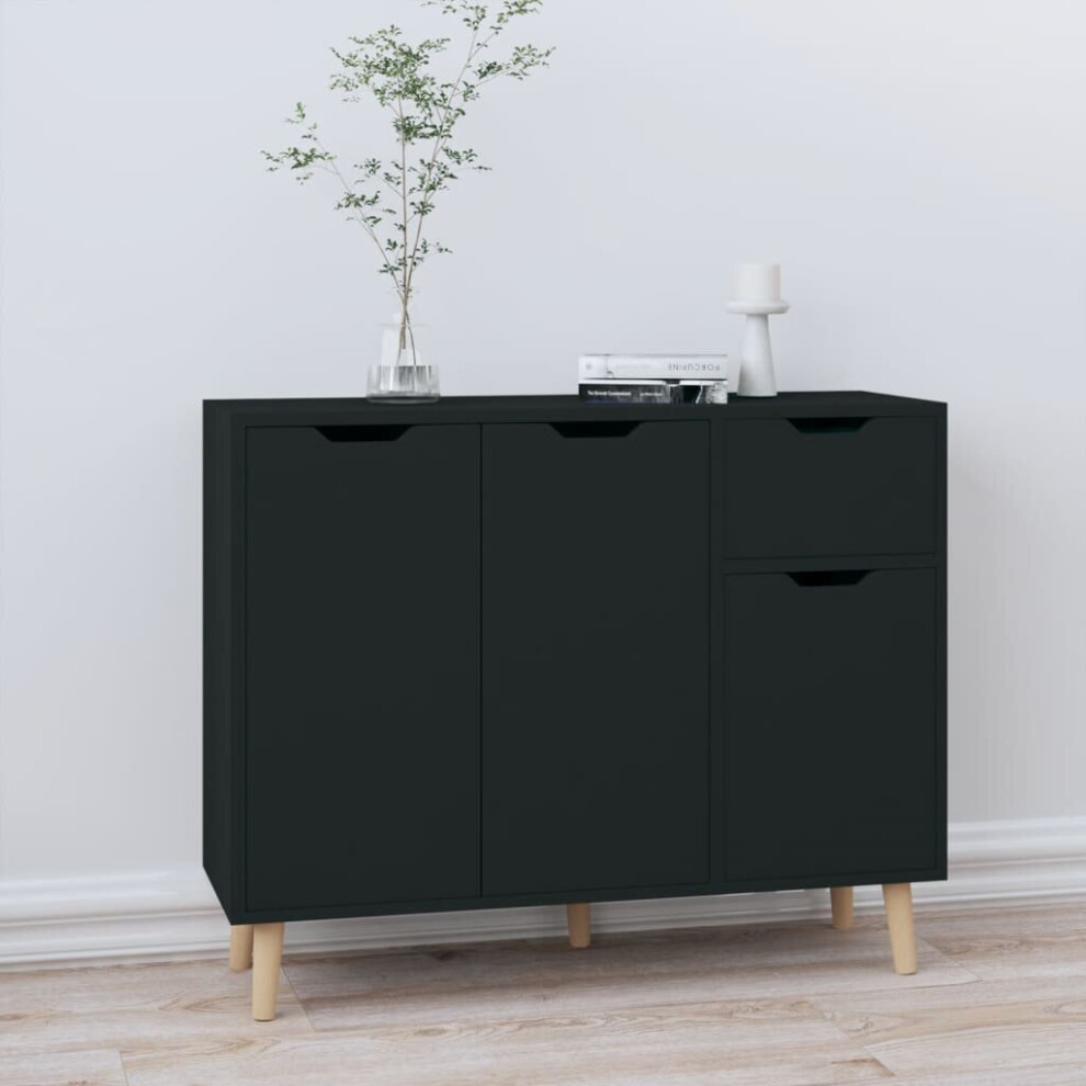 Vidaxl Sideboard Black Engineered Wood Living Room Cupboard Storage Cabinet