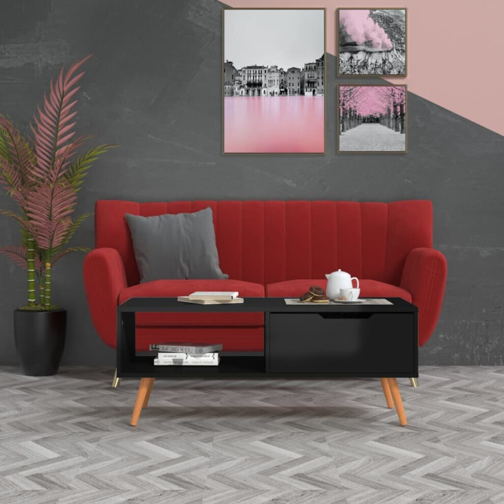 vidaXL Coffee Table High Gloss Black Engineered Wood Couch Tea Sofa Table