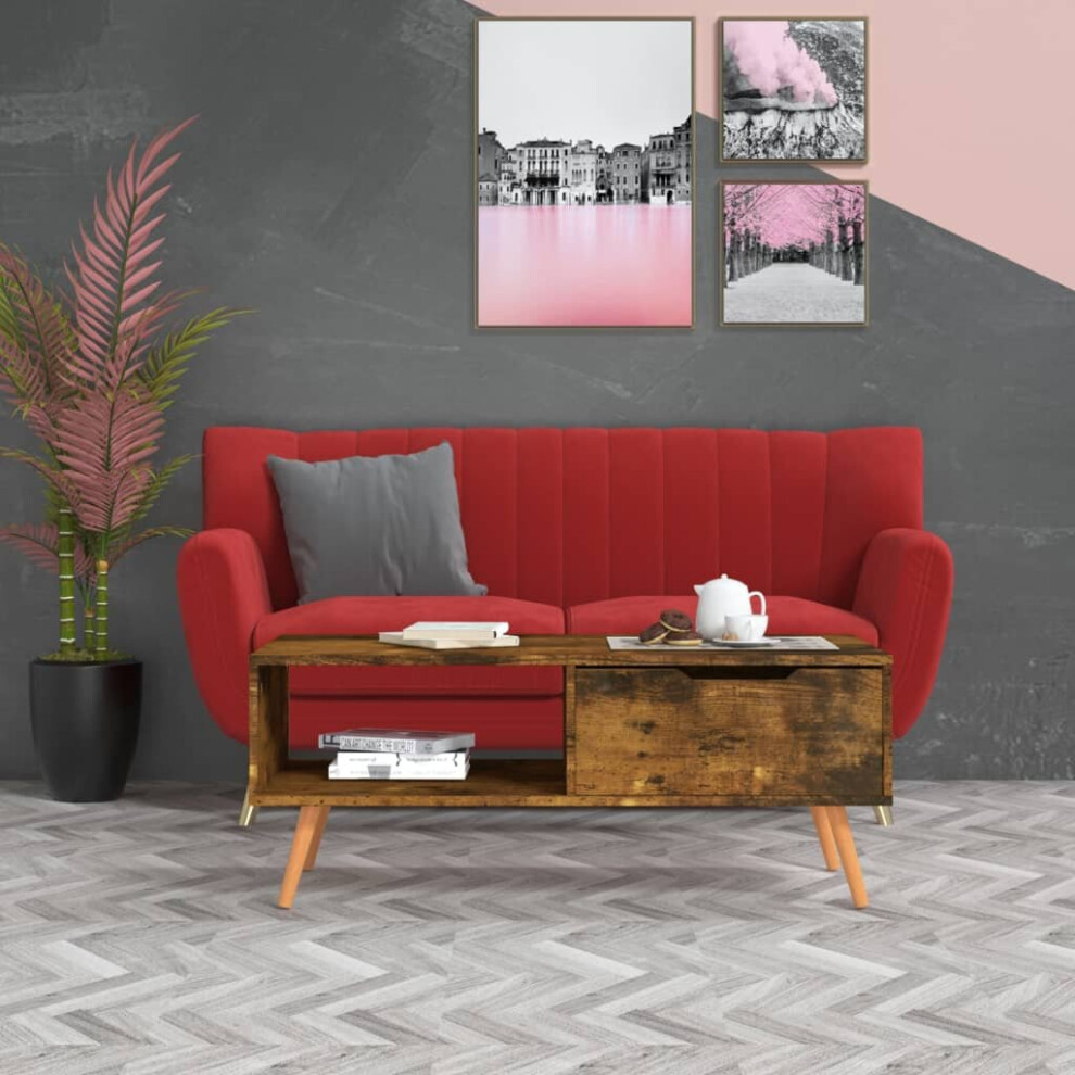 Vidaxl Coffee Table Smoked Oak Engineered Wood Side Accent Sofa Couch Table