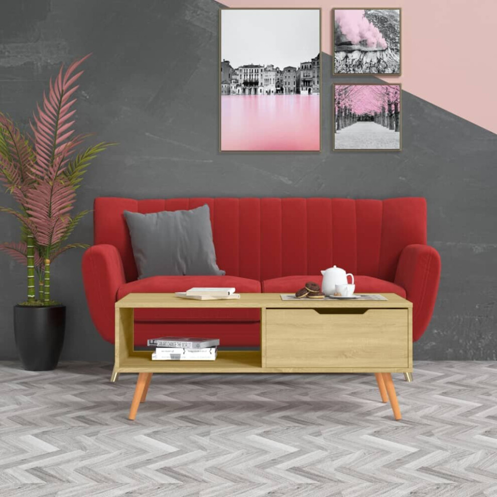 vidaXL Coffee Table Sonoma Oak Engineered Wood Side Accent Sofa Couch Table