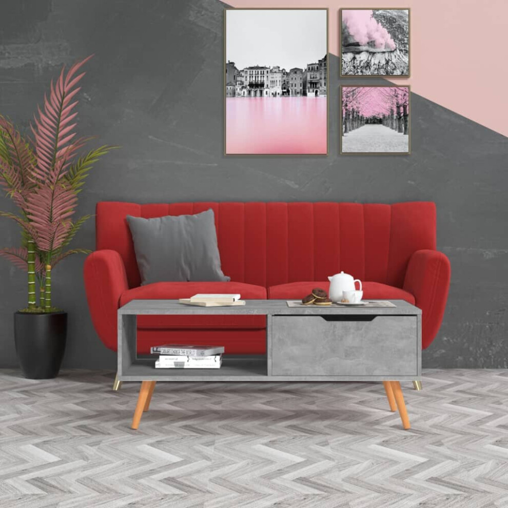 Vidaxl Coffee Table Concrete Grey Engineered Wood Side Tea Accent Couch Table