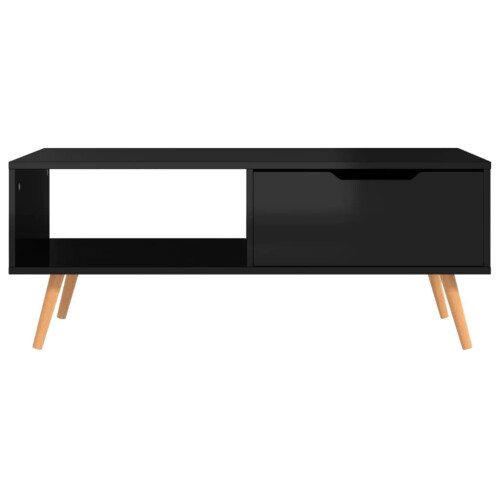 VidaXL vidaXL Coffee Table High Gloss Black Engineered Wood Couch Tea Sofa Table 2