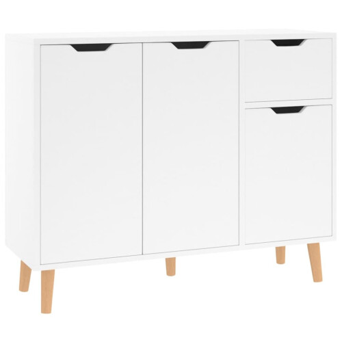 VidaXL vidaXL Sideboard High Gloss White Engineered Wood Cupboard Storage Cabinet 1