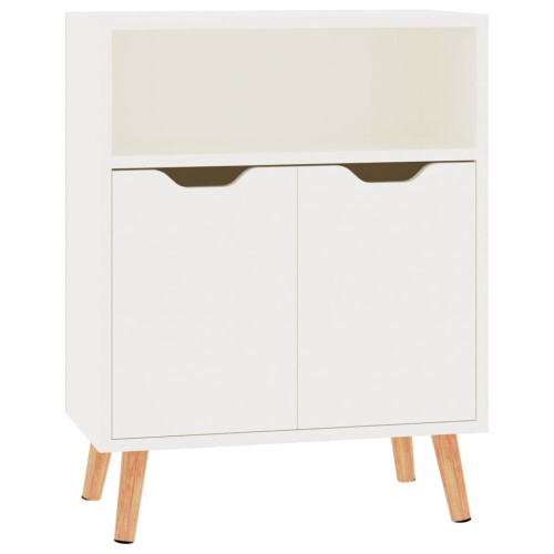 VidaXL vidaXL Sideboard High Gloss White Engineered Wood Cupboard Storage Cabinet 1