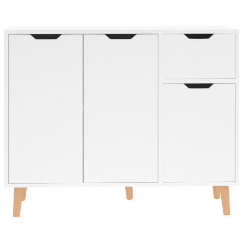 VidaXL vidaXL Sideboard High Gloss White Engineered Wood Cupboard Storage Cabinet 2