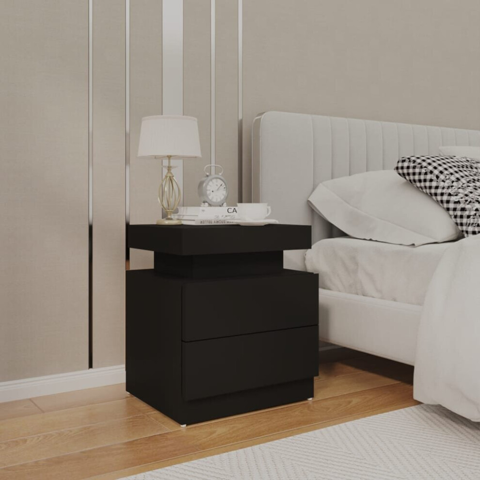 Vidaxl Bedside Cabinet Black Engineered Wood Bed Telephone Stand Side Table
