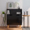 VidaXL vidaXL Sideboard High Gloss Black Engineered Wood Cupboard Storage Cabinet 1