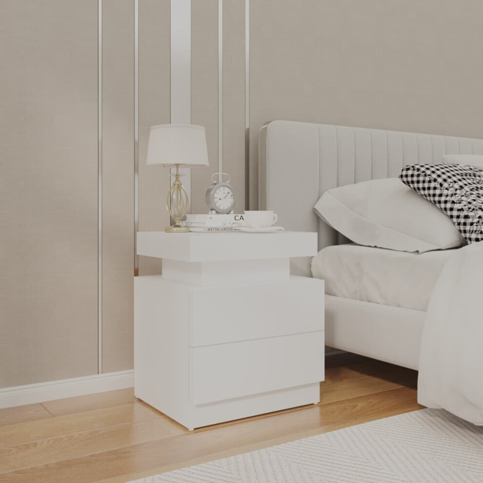 Vidaxl Bedside Cabinet White Engineered Wood Side Table Nightstand Bed Stand