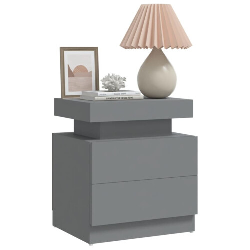 VidaXL vidaXL Bedside Cabinet Grey Engineered Wood Bed Telephone Stand Side Table 2